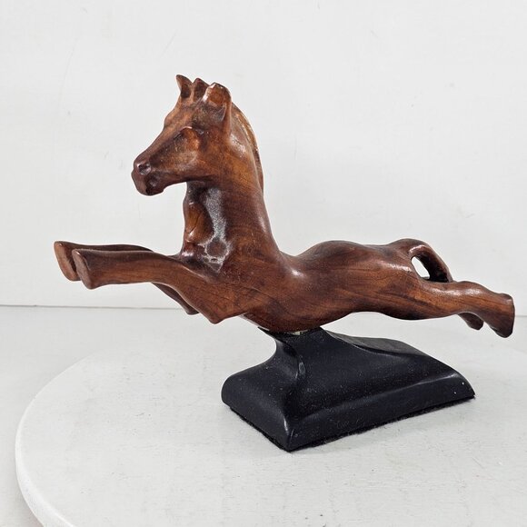 Handcrafted Wooden Horse Sculpture Jumping By W.L. Bill Payne Oklahoma Folk Art - Picture 7 of 11
